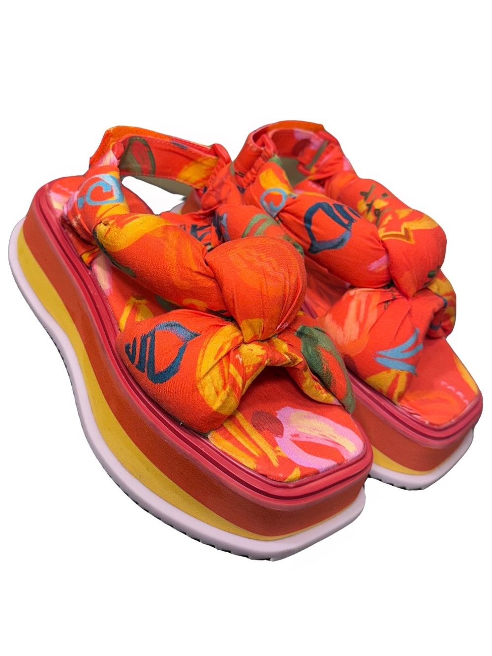 FARM Rio Fruit Scarf Platform Sandals Size 5 - Picture 1 of 9